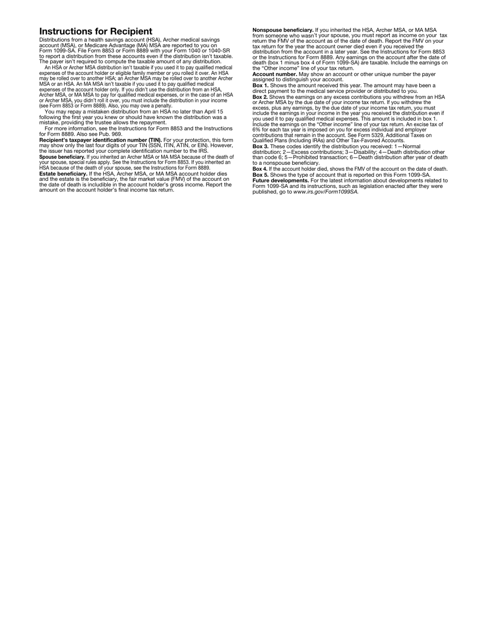IRS Form 1099-SA Distributions From an Hsa, Archer Msa, or Medicare Advantage Msa, Page 3