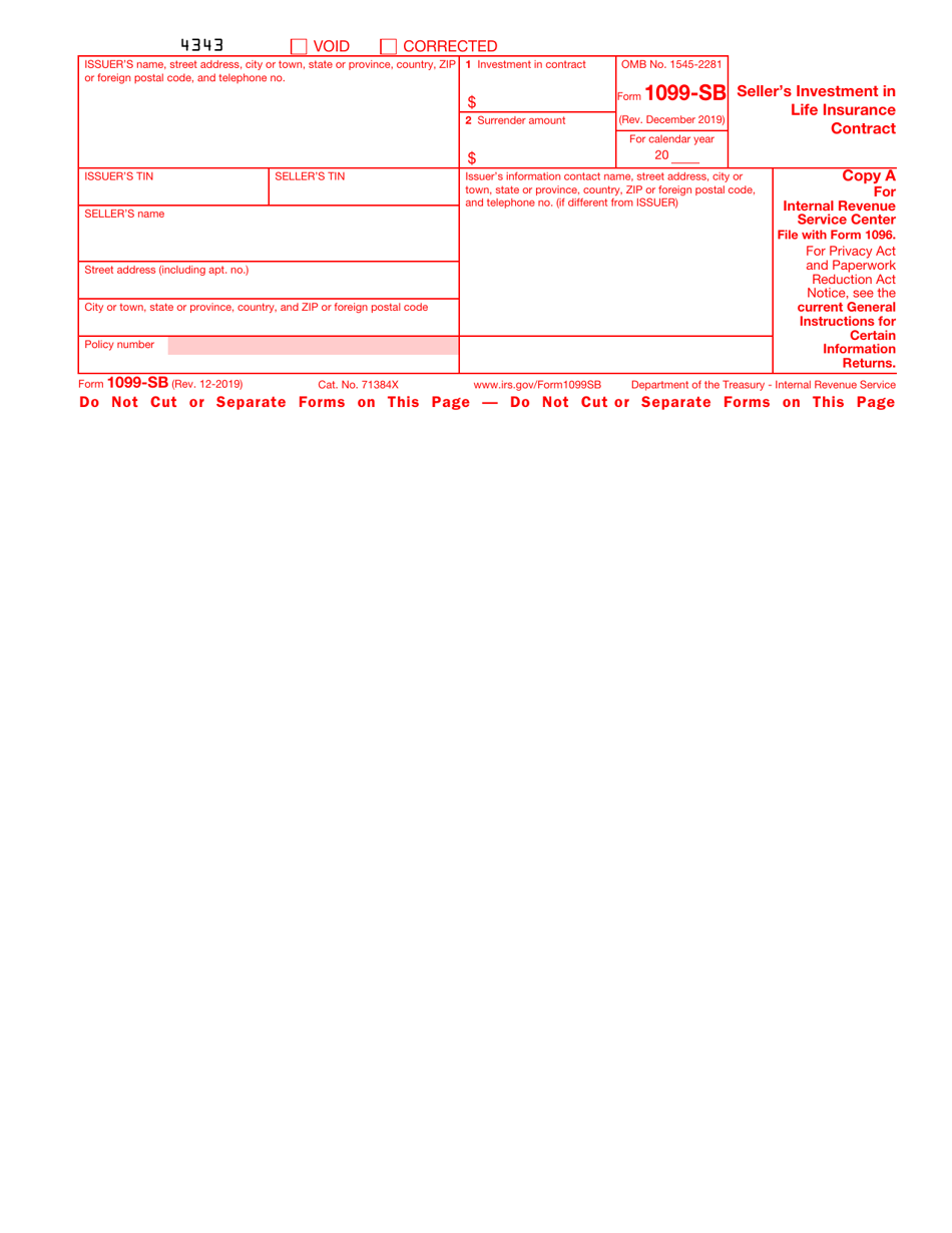 IRS Form 1099-SB Sellers Investment in Life Insurance Contract, Page 2