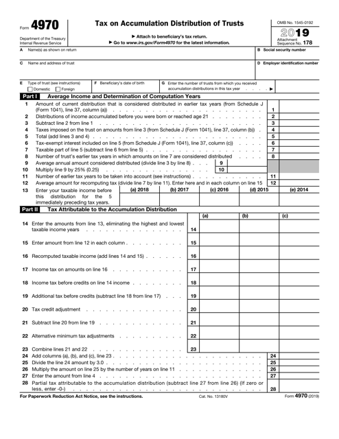 IRS Form 4970 2019 Printable Pdf