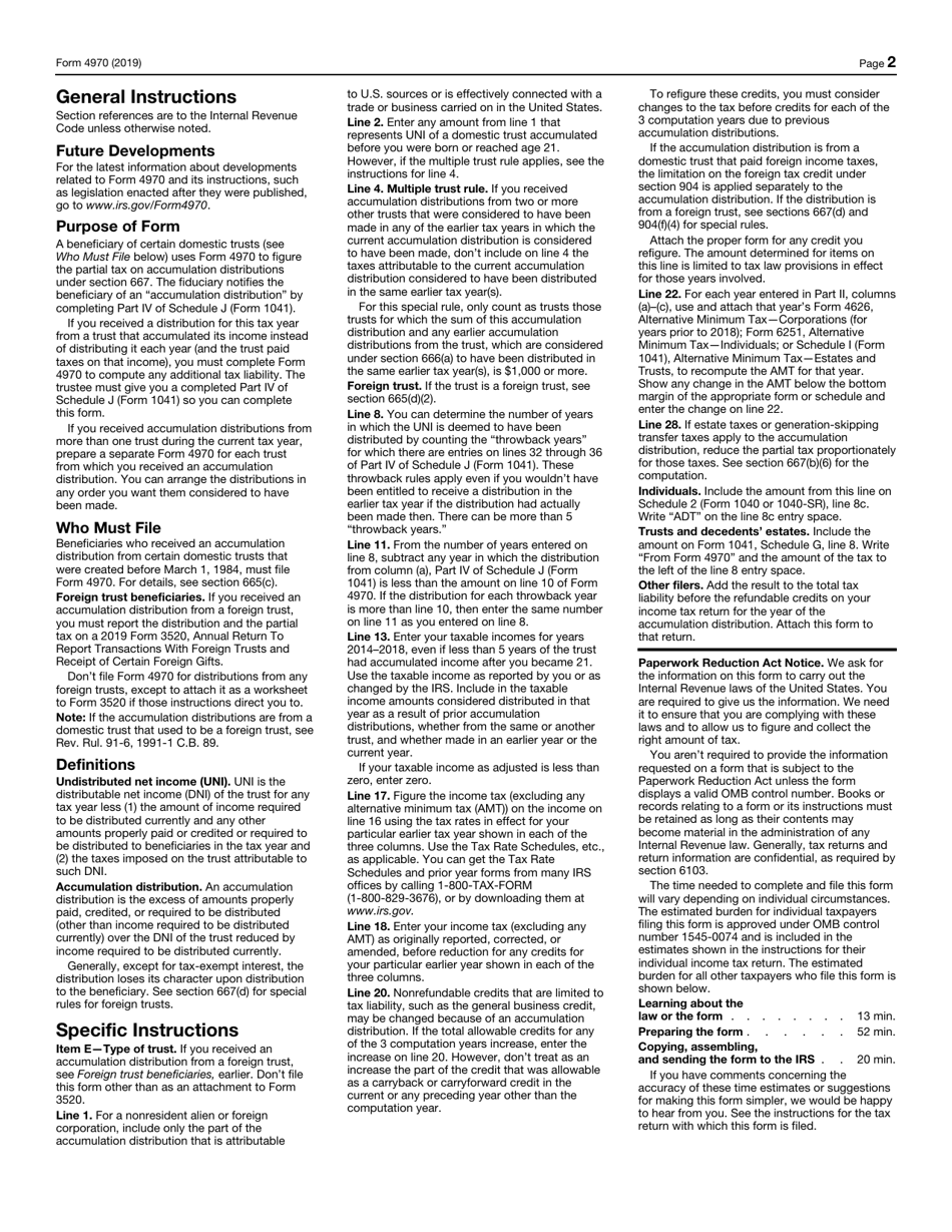 IRS Form 4970 Tax on Accumulation Distribution of Trusts, Page 2