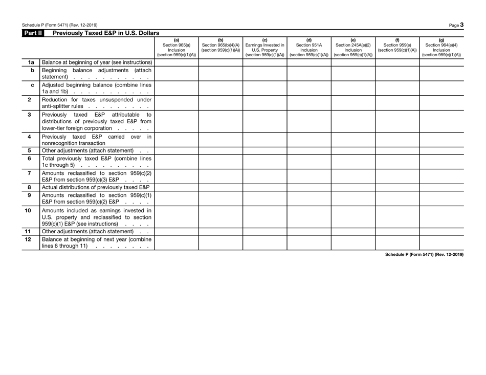 IRS Form 5471 Schedule P Previously Taxed Earnings and Profits of U.S. Shareholder of Certain Foreign Corporations, Page 3