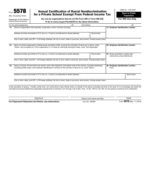 IRS Form 5578  Printable Pdf