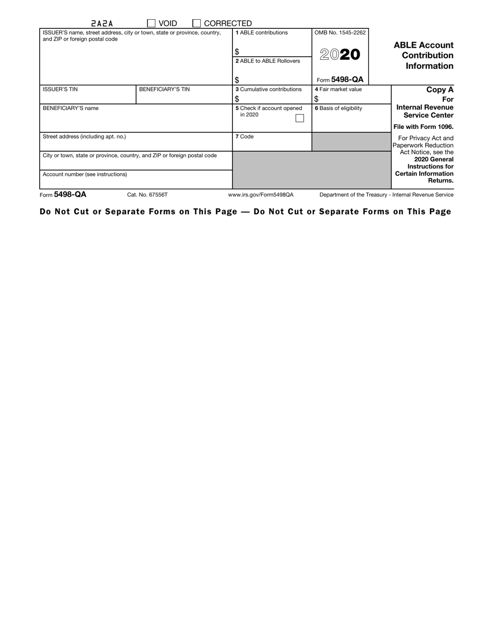 IRS Form 5498-QA Able Account Contribution Information, Page 1