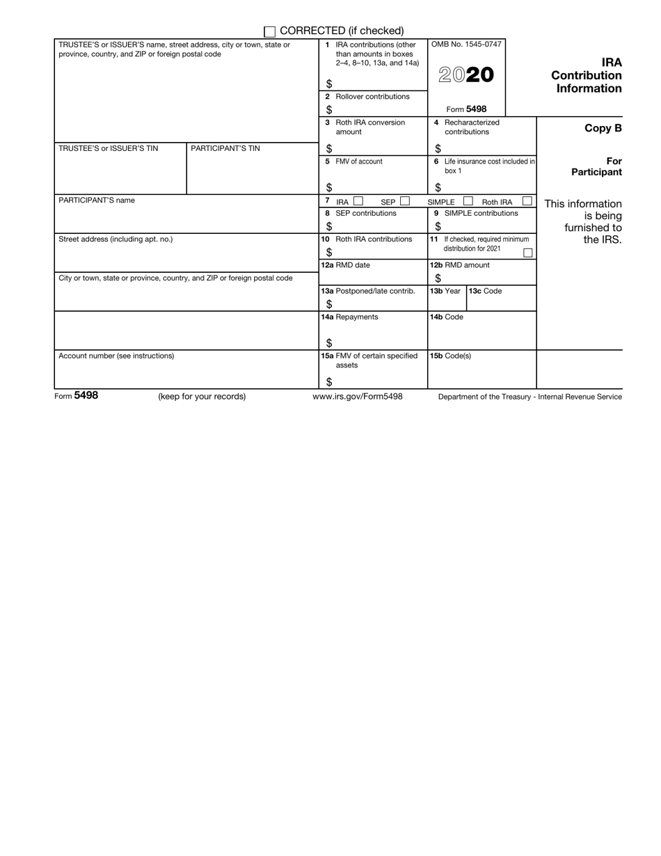 IRS Form 5498 - 2020 - Fill Out, Sign Online and Download Fillable PDF ...