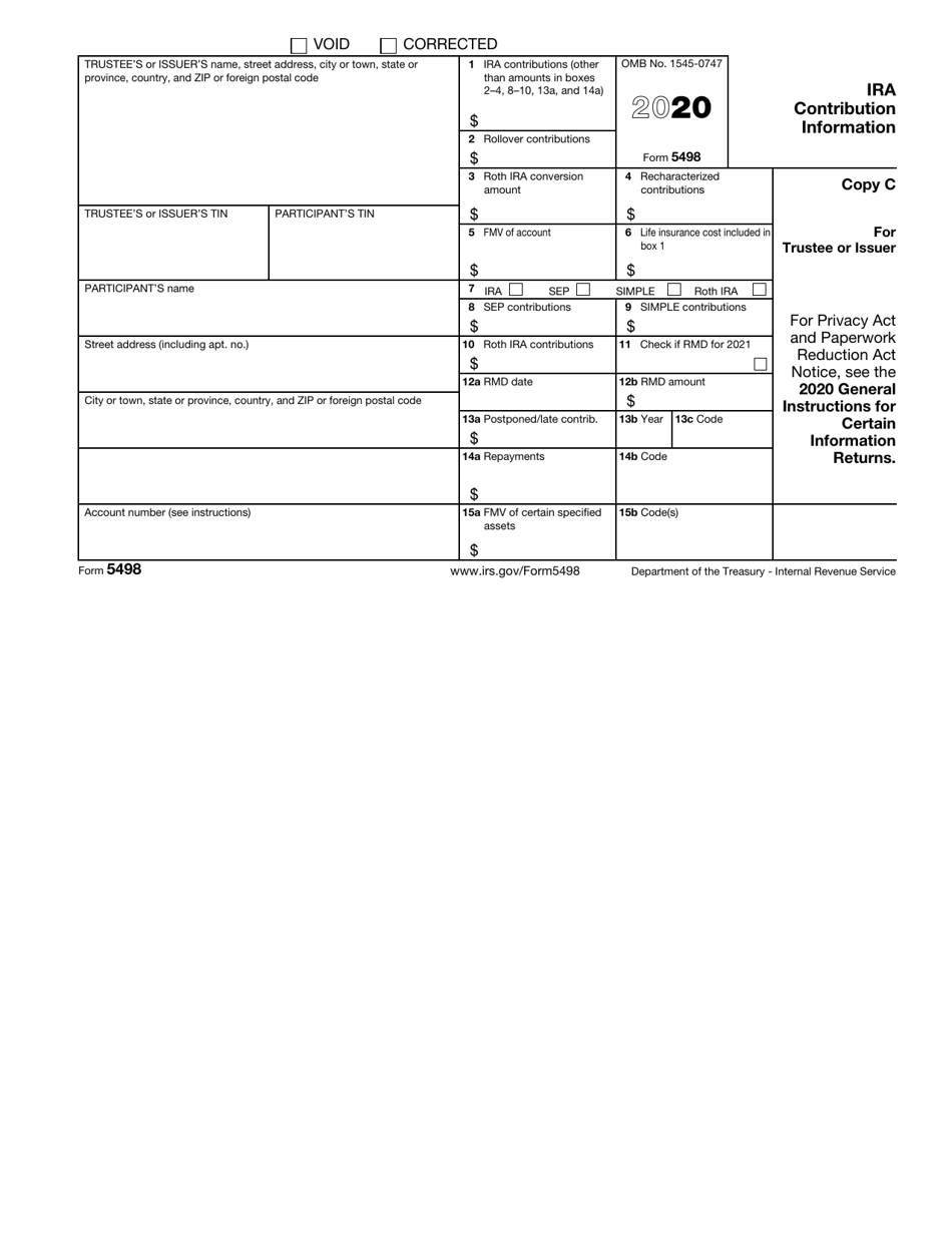 IRS Form 5498 - 2020 - Fill Out, Sign Online and Download Fillable PDF ...