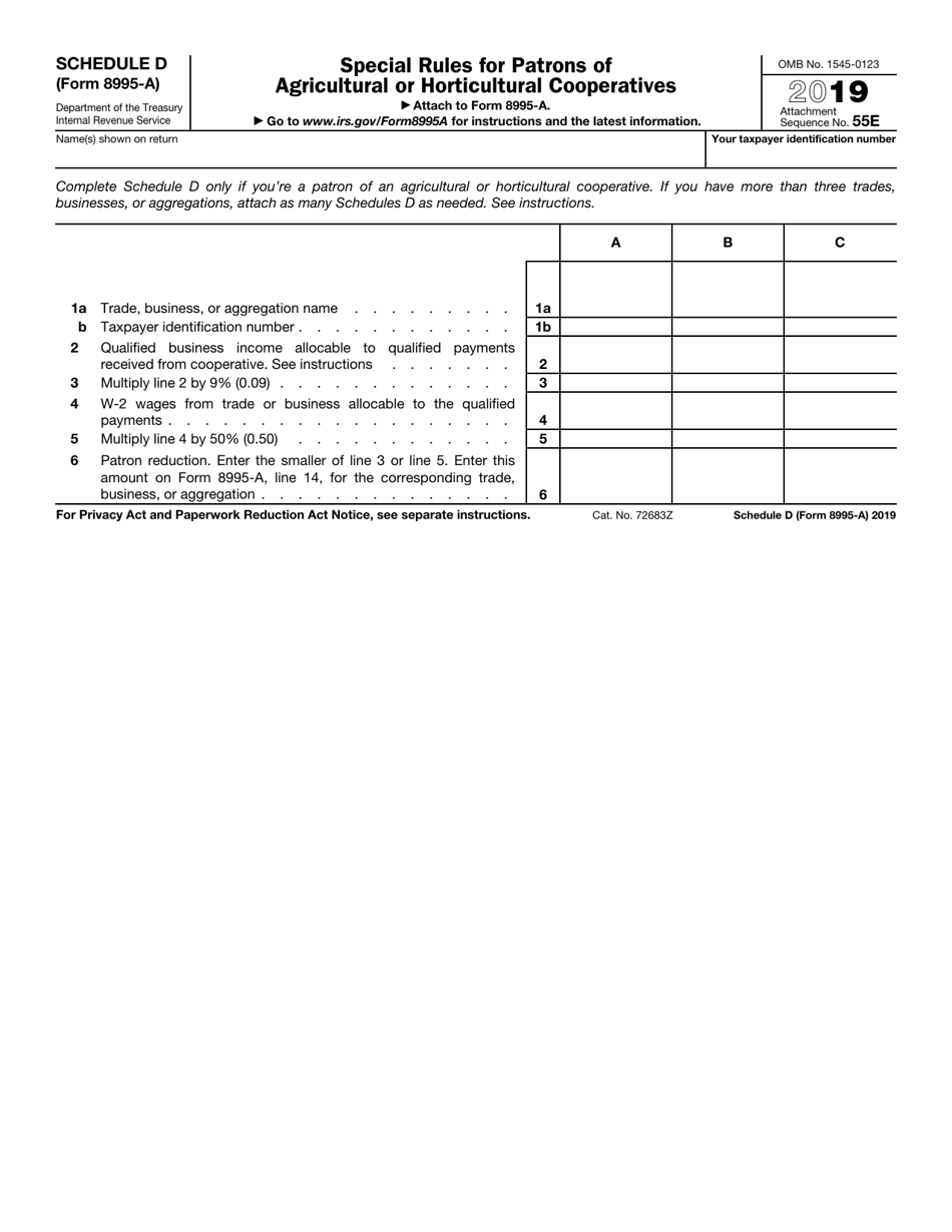 IRS Form 8995-A Schedule D Special Rules for Patrons of Agricultural or Horticultural Cooperatives, Page 1