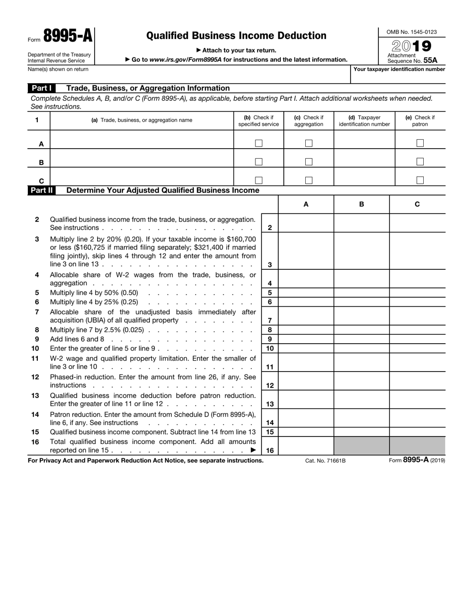 IRS Form 8995-A Qualified Business Income Deduction, Page 1