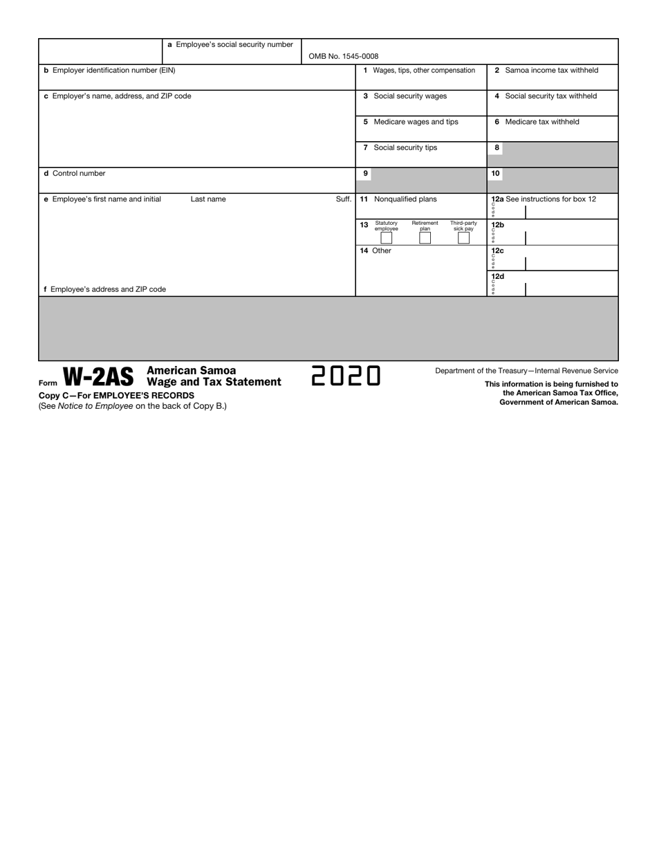 IRS Form W-2AS American Samoa Wage and Tax Statement, Page 6