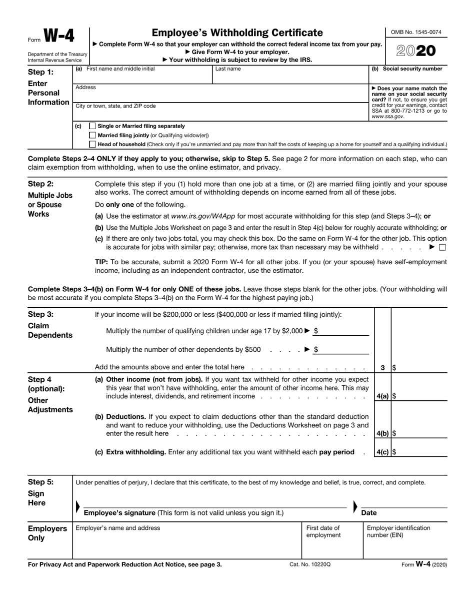 Fillable Form W 4 Form D 4 Employee Withholding Allowance Vrogue