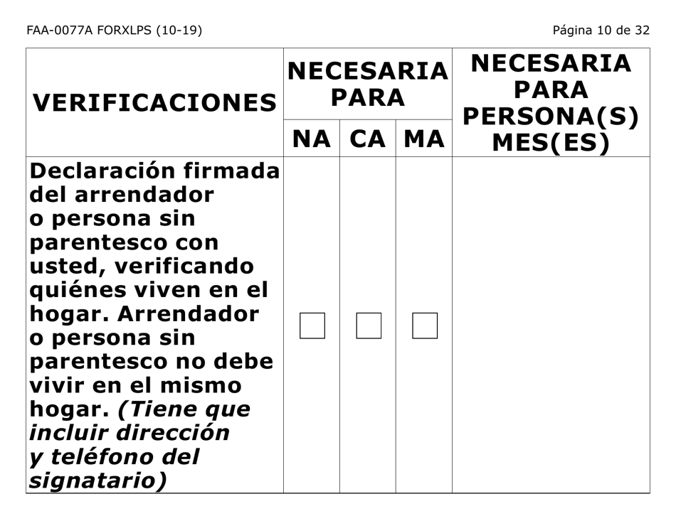 Formulario FAA-0077A-XLPS Solicitud De Informacion Y Acuerdo Para Proporcionar Informacion Que Falta (Letra Extra Grande) - Arizona (Spanish), Page 10