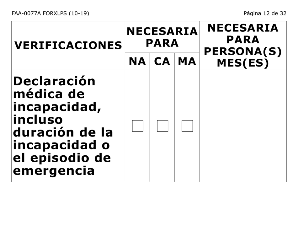 Formulario FAA-0077A-XLPS Solicitud De Informacion Y Acuerdo Para Proporcionar Informacion Que Falta (Letra Extra Grande) - Arizona (Spanish), Page 12