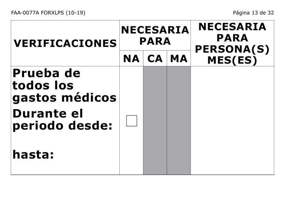 Formulario FAA-0077A-XLPS Solicitud De Informacion Y Acuerdo Para Proporcionar Informacion Que Falta (Letra Extra Grande) - Arizona (Spanish), Page 13