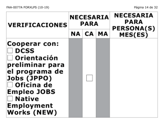 Formulario FAA-0077A-XLPS Solicitud De Informacion Y Acuerdo Para Proporcionar Informacion Que Falta (Letra Extra Grande) - Arizona (Spanish), Page 14