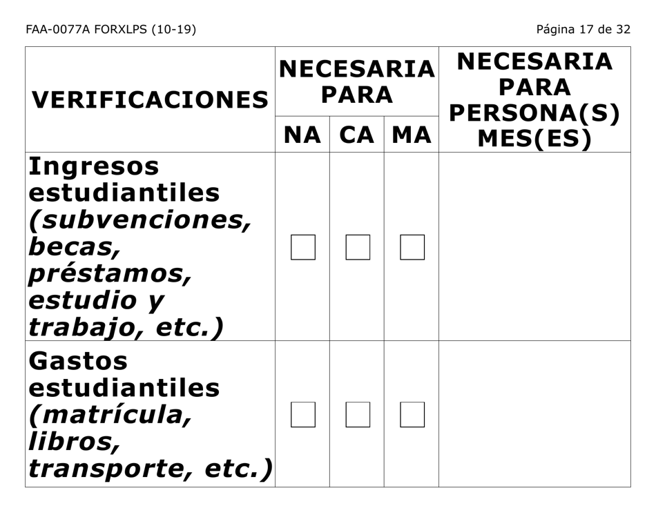 Formulario FAA-0077A-XLPS Solicitud De Informacion Y Acuerdo Para Proporcionar Informacion Que Falta (Letra Extra Grande) - Arizona (Spanish), Page 17