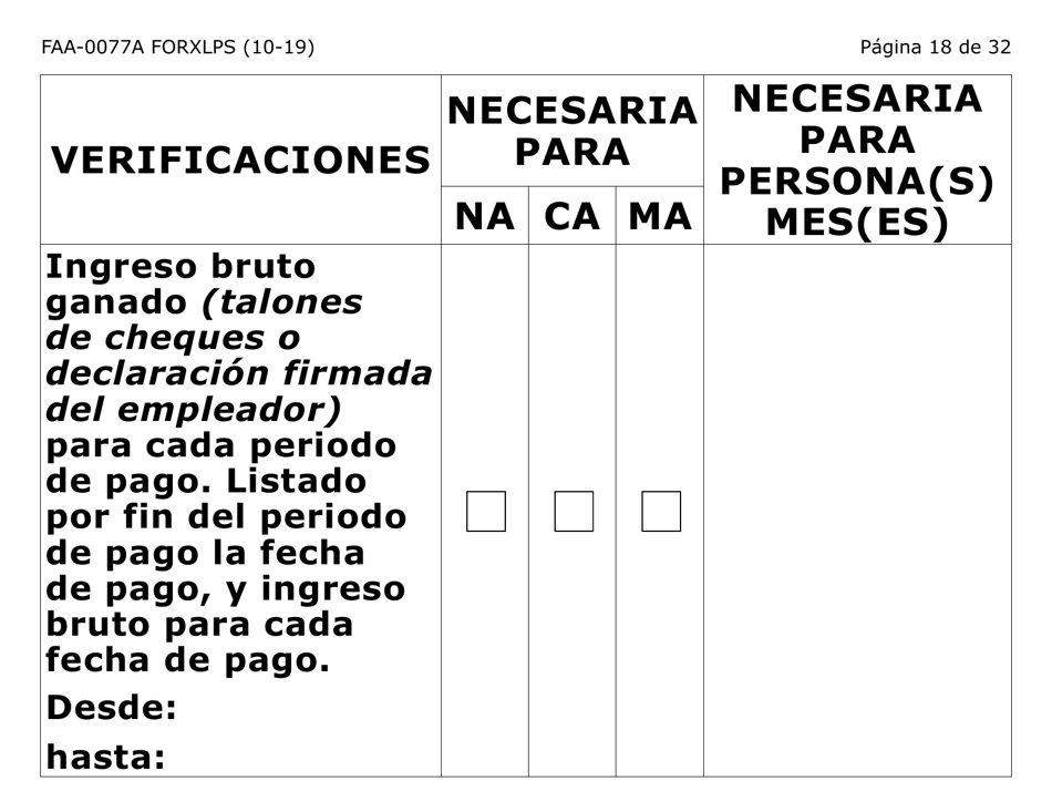 Formulario FAA-0077A-XLPS Solicitud De Informacion Y Acuerdo Para Proporcionar Informacion Que Falta (Letra Extra Grande) - Arizona (Spanish), Page 18