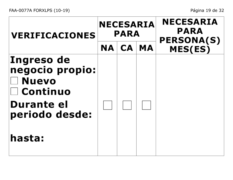 Formulario FAA-0077A-XLPS Solicitud De Informacion Y Acuerdo Para Proporcionar Informacion Que Falta (Letra Extra Grande) - Arizona (Spanish), Page 19