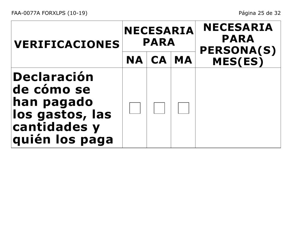 Formulario FAA-0077A-XLPS Solicitud De Informacion Y Acuerdo Para Proporcionar Informacion Que Falta (Letra Extra Grande) - Arizona (Spanish), Page 25