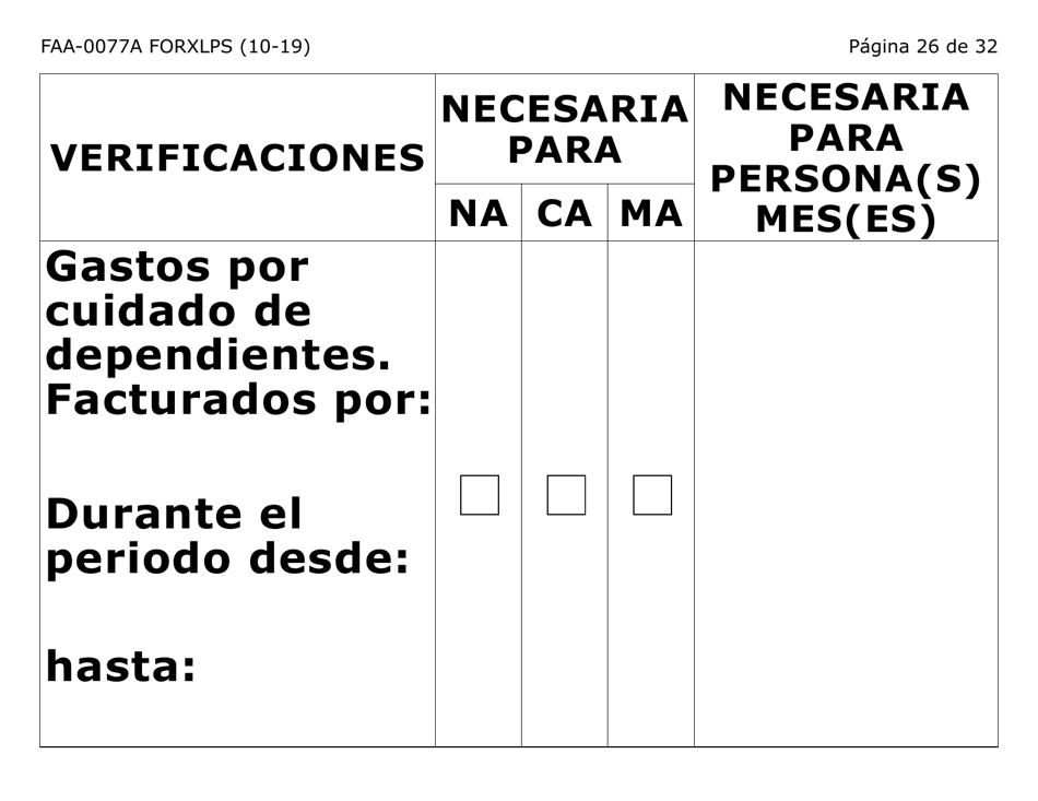 Formulario FAA-0077A-XLPS Solicitud De Informacion Y Acuerdo Para Proporcionar Informacion Que Falta (Letra Extra Grande) - Arizona (Spanish), Page 26