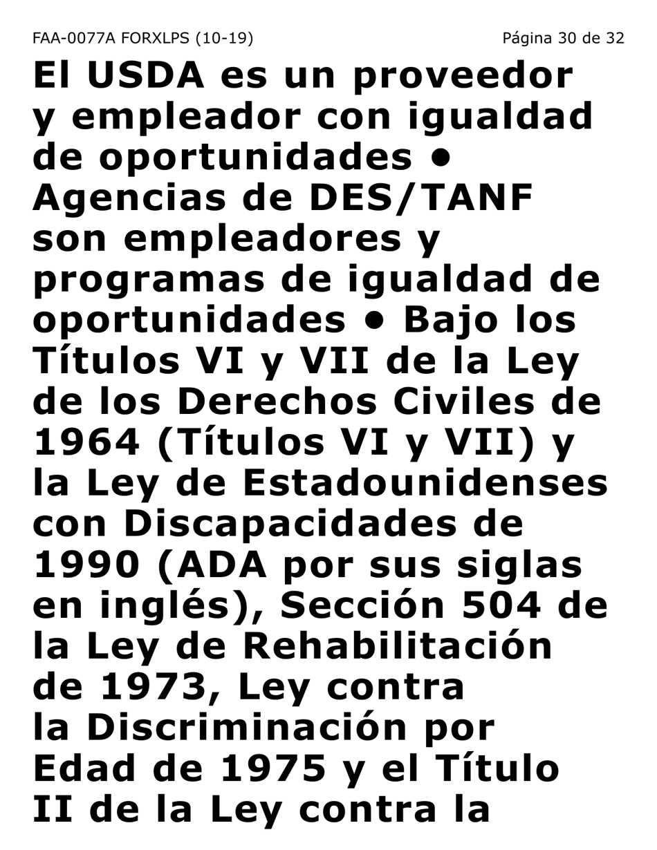 Formulario FAA-0077A-XLPS Solicitud De Informacion Y Acuerdo Para Proporcionar Informacion Que Falta (Letra Extra Grande) - Arizona (Spanish), Page 30