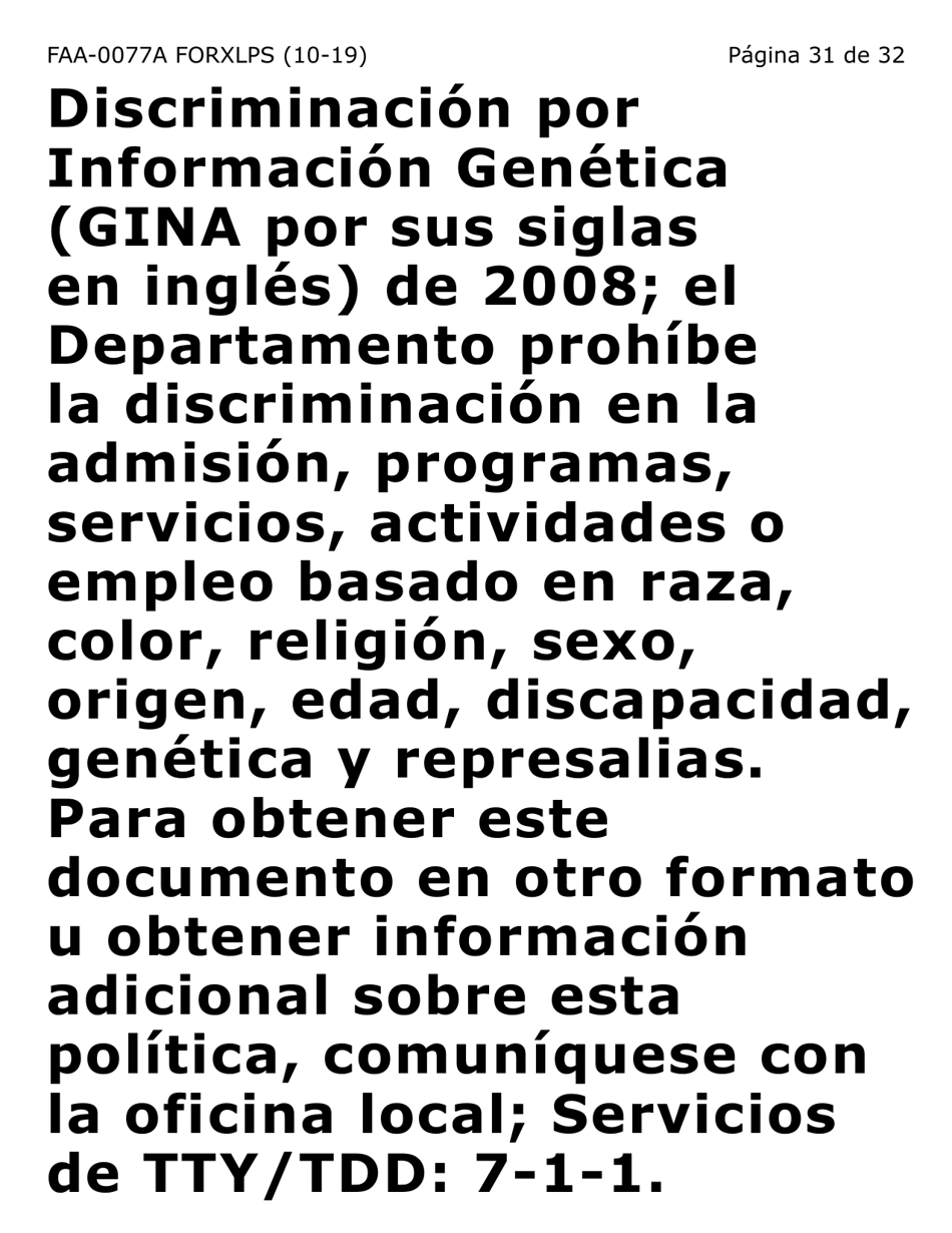 Formulario FAA-0077A-XLPS Solicitud De Informacion Y Acuerdo Para Proporcionar Informacion Que Falta (Letra Extra Grande) - Arizona (Spanish), Page 31