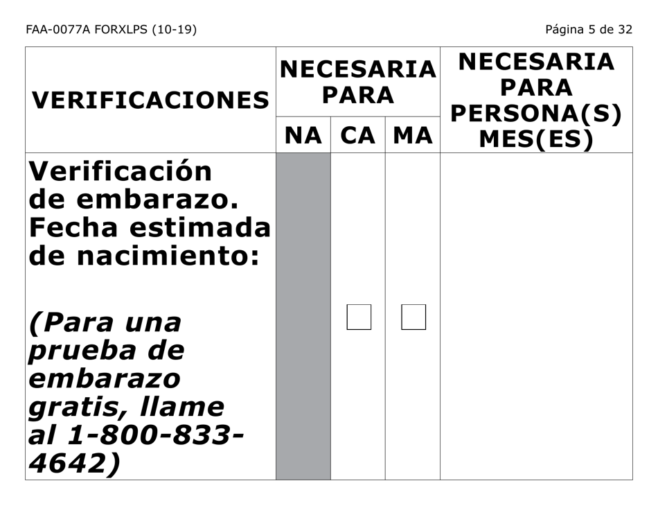 Formulario FAA-0077A-XLPS Solicitud De Informacion Y Acuerdo Para Proporcionar Informacion Que Falta (Letra Extra Grande) - Arizona (Spanish), Page 5