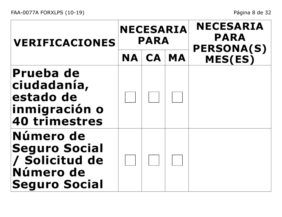Formulario FAA-0077A-XLPS Solicitud De Informacion Y Acuerdo Para Proporcionar Informacion Que Falta (Letra Extra Grande) - Arizona (Spanish), Page 8