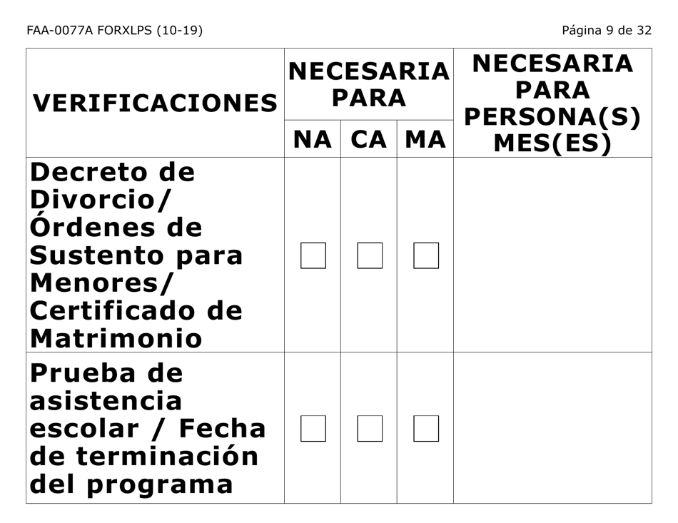 Formulario FAA-0077A-XLPS Solicitud De Informacion Y Acuerdo Para Proporcionar Informacion Que Falta (Letra Extra Grande) - Arizona (Spanish), Page 9
