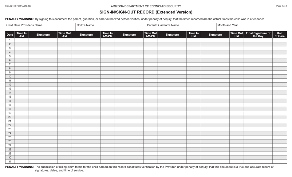 Form CCA-0218B - Fill Out, Sign Online and Download Printable PDF ...