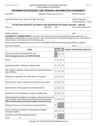 Form FAA-0077A Information Request and Pending Information Agreement - Arizona