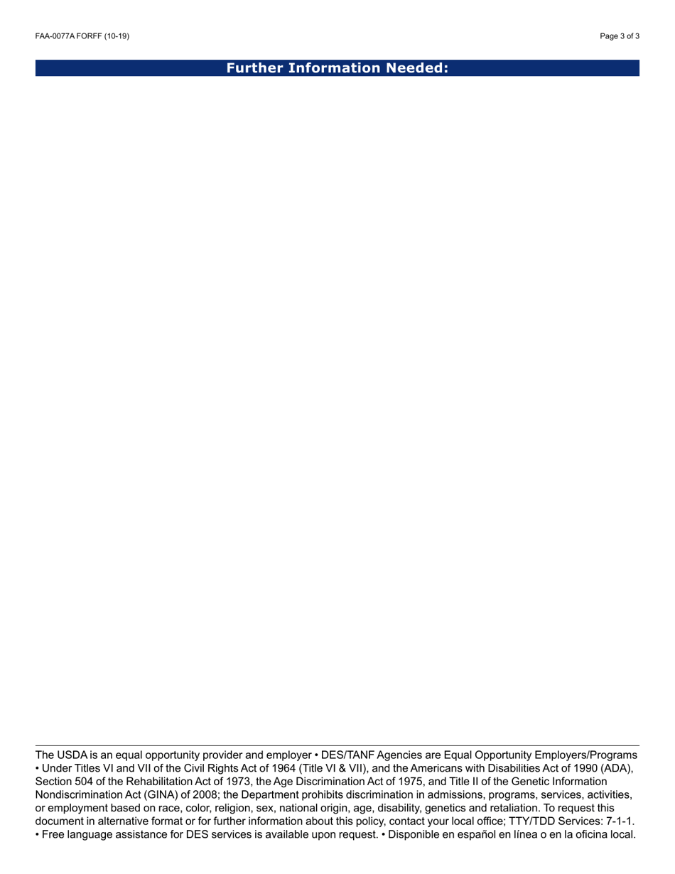 Form FAA-0077A Information Request and Pending Information Agreement - Arizona, Page 3