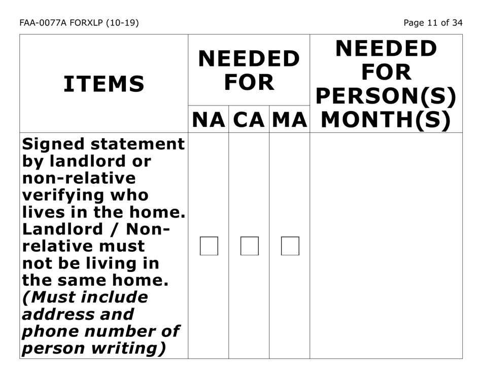 Form FAA-0077A-XLP Information Request and Pending Information Agreement (Extra Large Print) - Arizona, Page 11