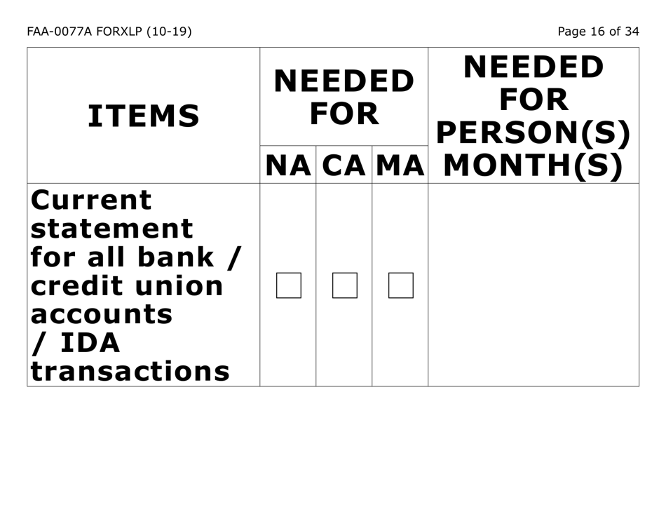Form FAA-0077A-XLP Information Request and Pending Information Agreement (Extra Large Print) - Arizona, Page 16