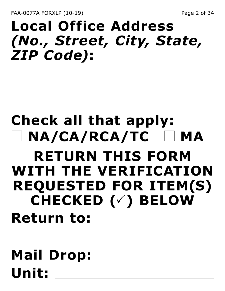 Form FAA-0077A-XLP Information Request and Pending Information Agreement (Extra Large Print) - Arizona, Page 2