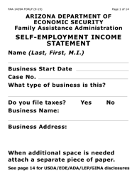Document preview: Form FAA-1439A-LP Self-employment Income Statement (Large Print) - Arizona