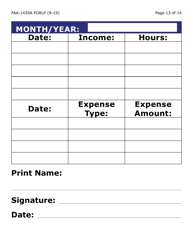 Form FAA-1439A-LP Self-employment Income Statement (Large Print) - Arizona, Page 13
