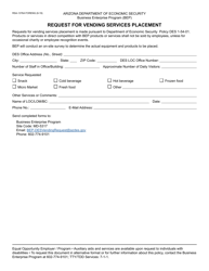 Document preview: Form RSA-1376A Request for Vending Services Placement - Arizona