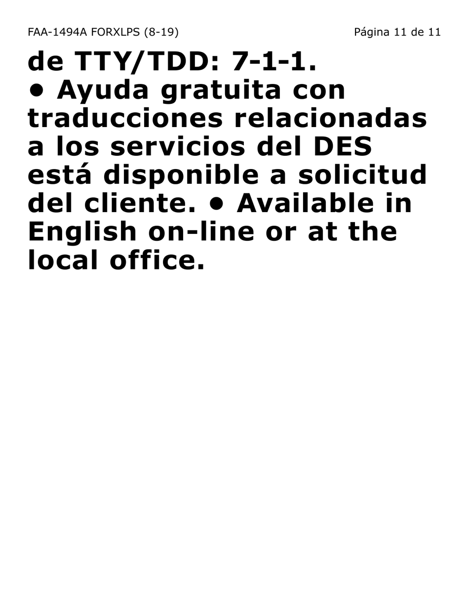 Form FAA-1494A-XLPS Remocion De Un Representante Autorizado (Letra Extra Grande) - Arizona, Page 11