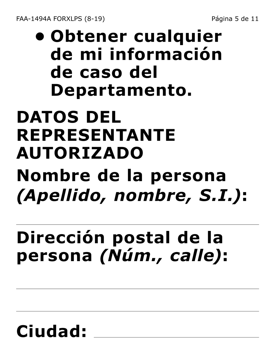Form FAA-1494A-XLPS Remocion De Un Representante Autorizado (Letra Extra Grande) - Arizona, Page 5