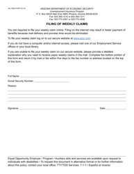Form UIA-1060A Filing of Weekly Claims - Arizona (English/Spanish)