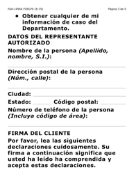 Formulario FAA-1494A-LPS Remocion De Un Representante Autorizado (Letra Grande) - Arizona (Spanish), Page 3