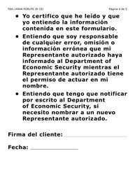 Formulario FAA-1494A-LPS Remocion De Un Representante Autorizado (Letra Grande) - Arizona (Spanish), Page 4