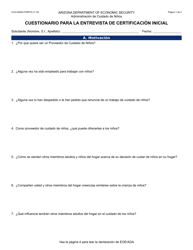 Document preview: Formulario CCA-0206A-S Cuestionario Para La Entrevista De Certificacion Inicial - Arizona (Spanish)