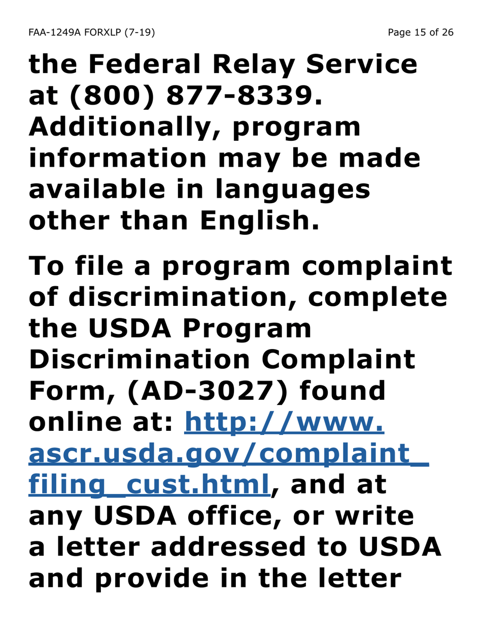 Form FAA-1249A-XLP Verification of Disability (Extra Large Print) - Arizona, Page 15