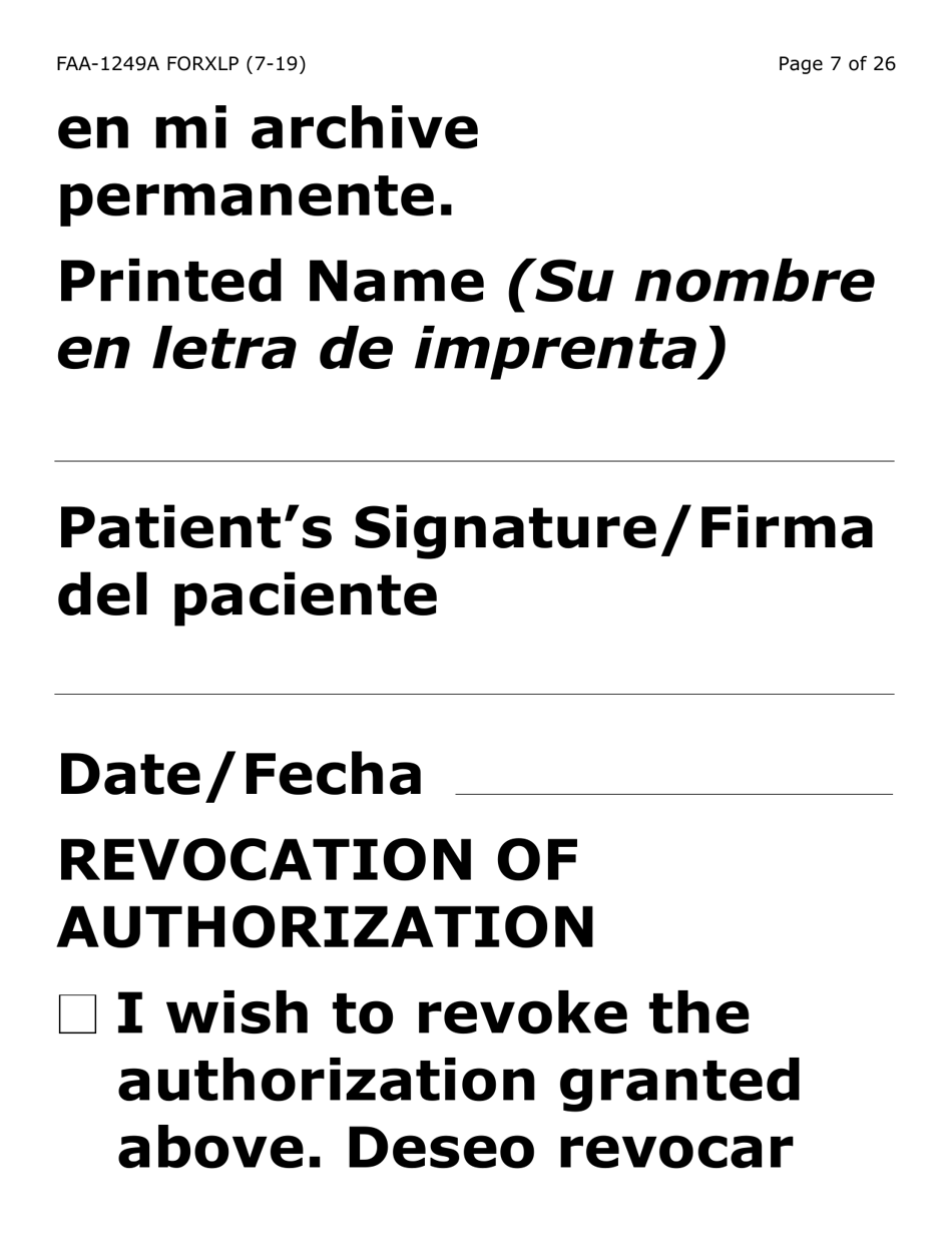 Form FAA-1249A-XLP Verification of Disability (Extra Large Print) - Arizona, Page 7
