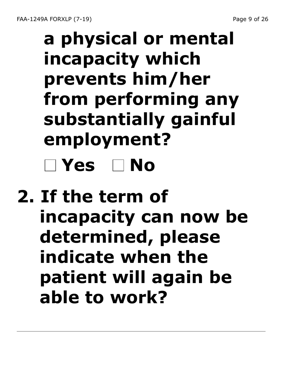 Form FAA-1249A-XLP Verification of Disability (Extra Large Print) - Arizona, Page 9
