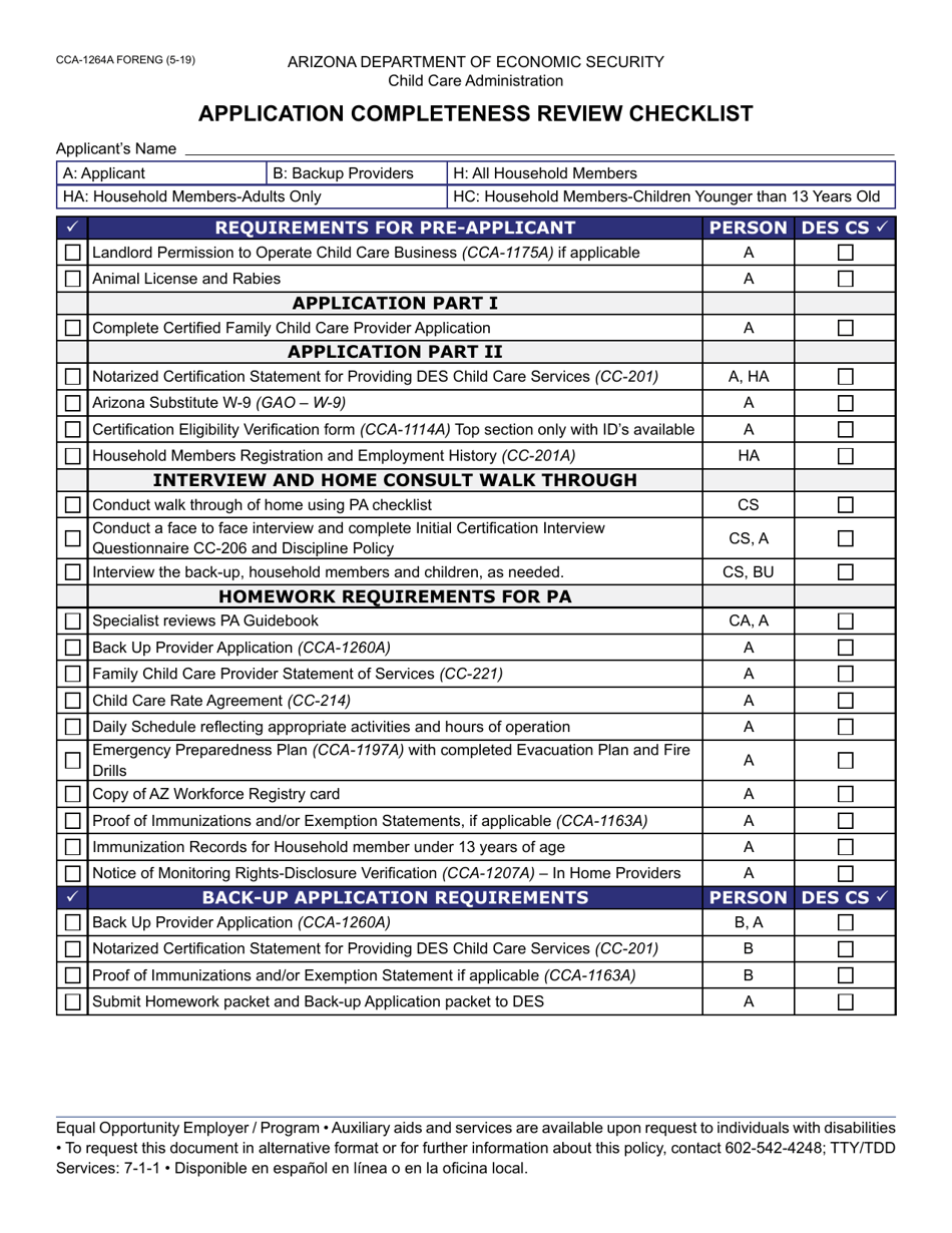Form CCA1264A Fill Out, Sign Online and Download Fillable PDF