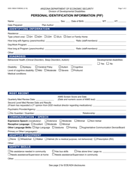 Form DDD-1985A Personal Identification Information (PIF) - Arizona