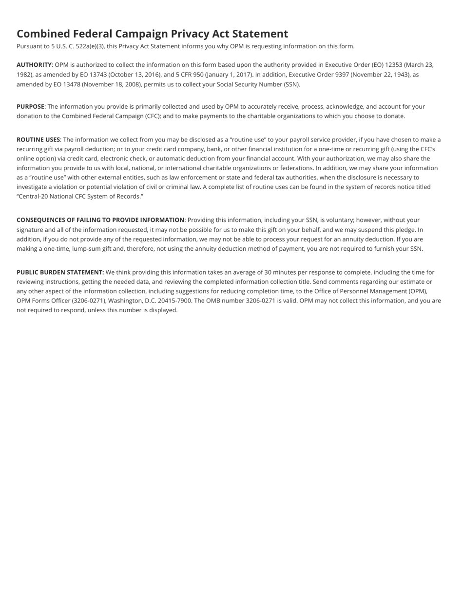 OPM Form 1654-B Combined Federal Campaign Federal Retiree Pledge Form, Page 2