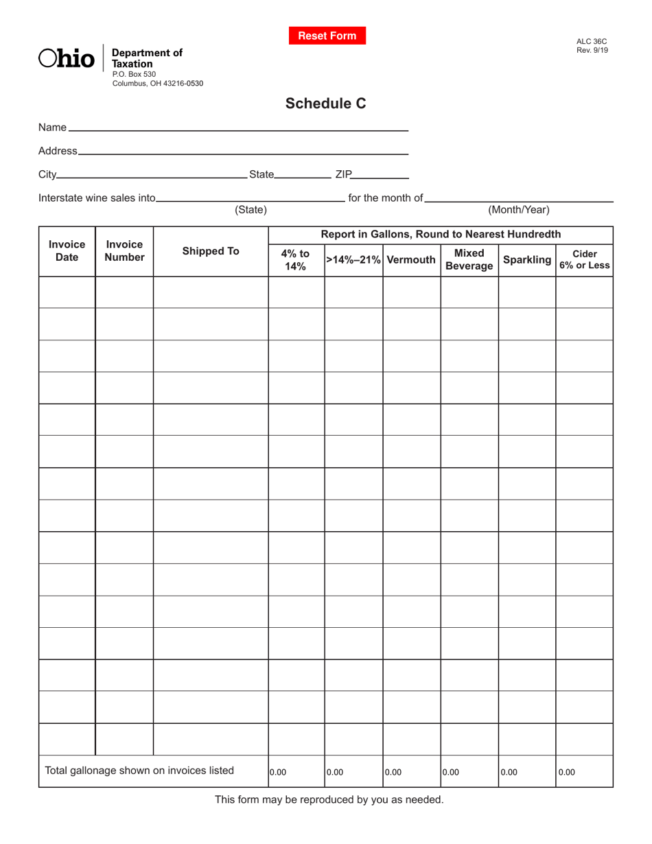 Form ALC36C Schedule C - Ohio, Page 1
