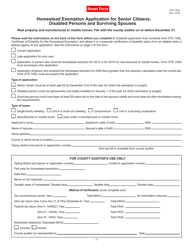 Form DTE105A Homestead Exemption Application for Senior Citizens, Disabled Persons and Surviving Spouses - Ohio